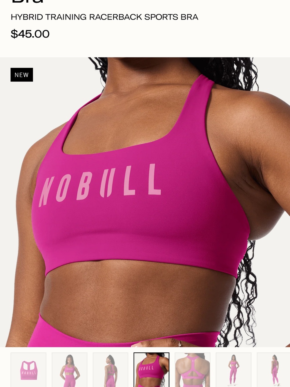 NOBULL Fuchsia Sports Bra with Light Pink Logo